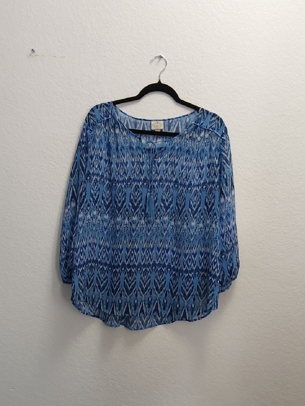 St. John's Bay Blue Patterned Pullover Blouse